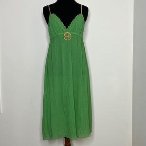 LAUREN MOFFATT Green Sheer Goddess Emblem Dress 6